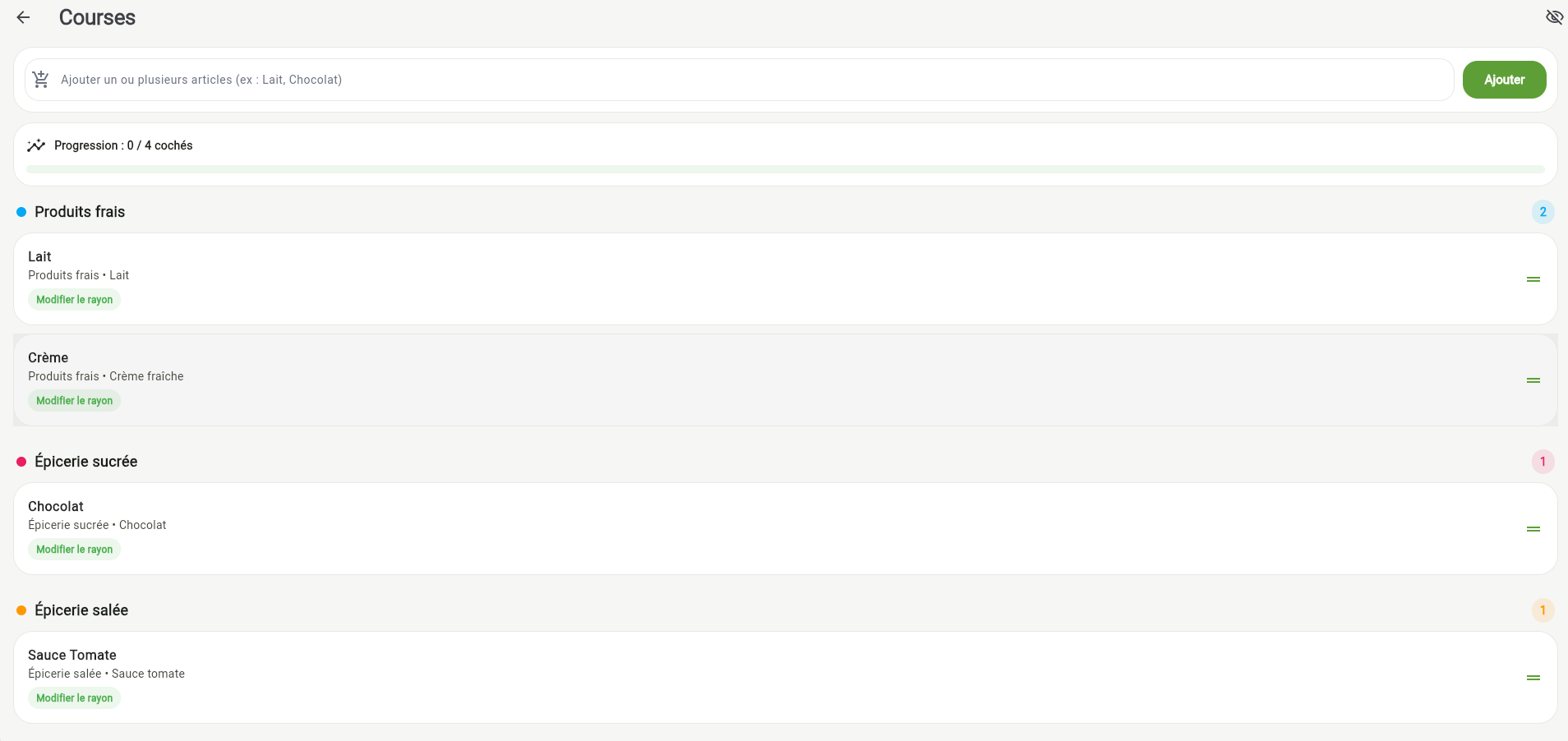 SmartPanier tri par rayon