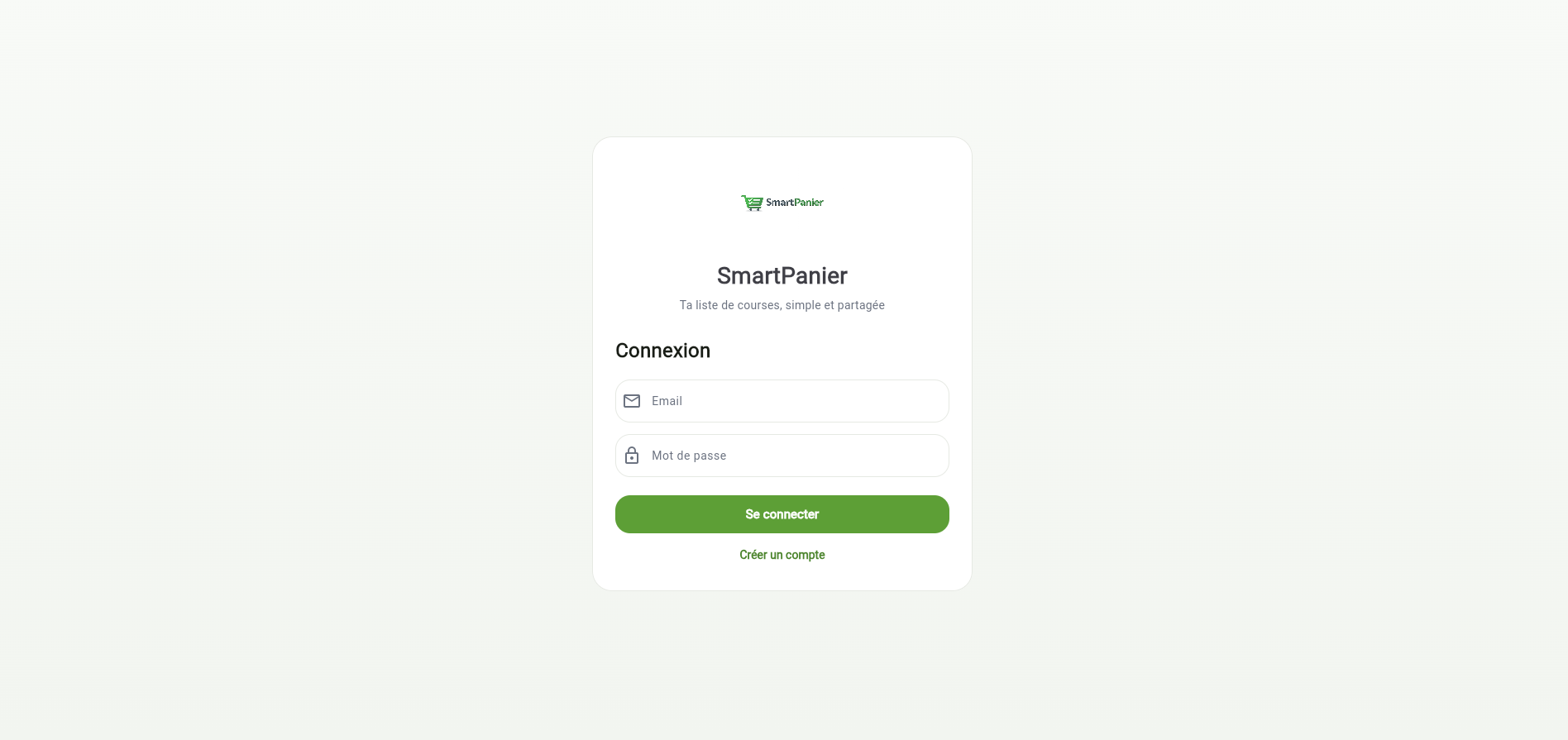 SmartPanier connexion